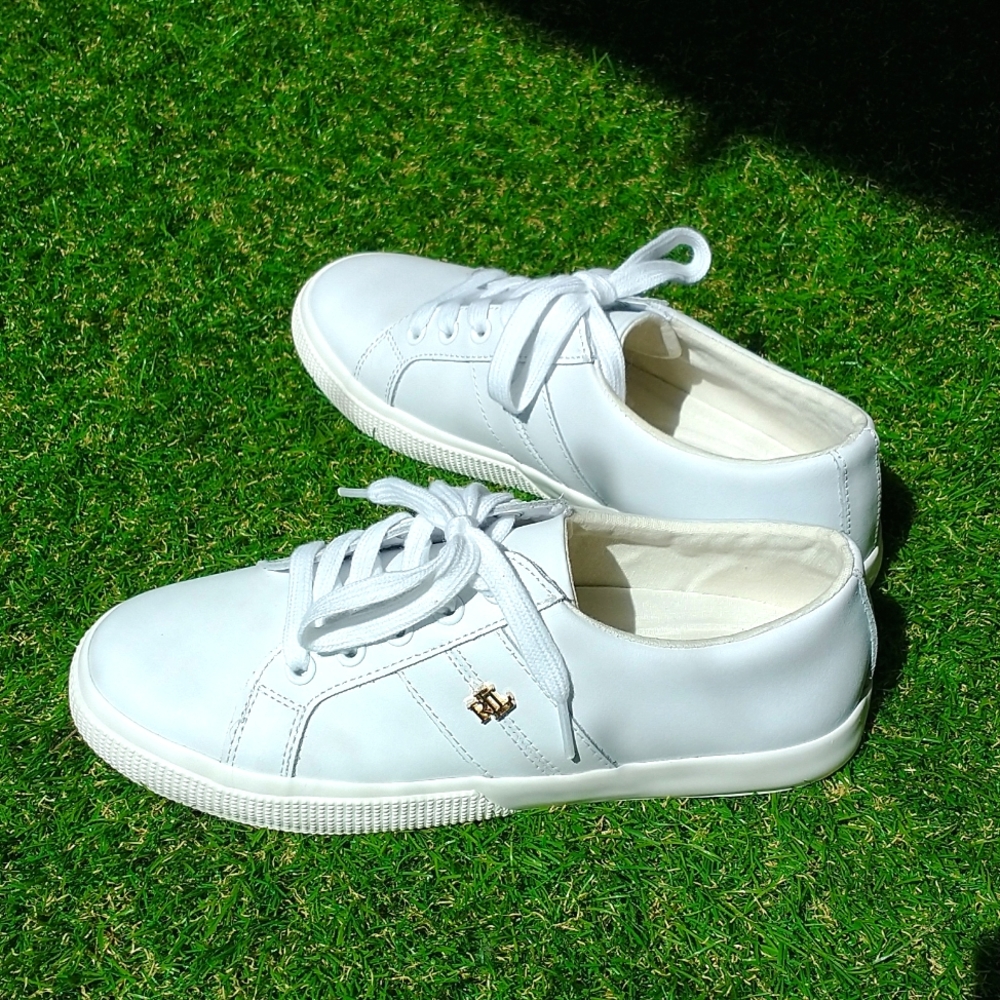 Lauren by Ralph Lauren white leather tennis sneakers // 7